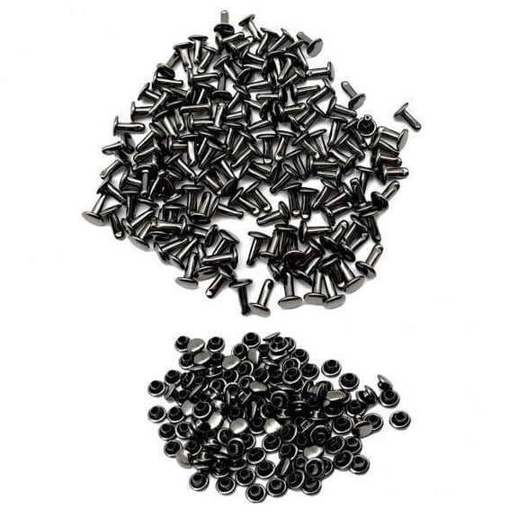 BLESIYA 4x100 Sets Double Caps Studs Rivets for Bags Shoes Leather 6x8mm Grey Black 4 Pcs