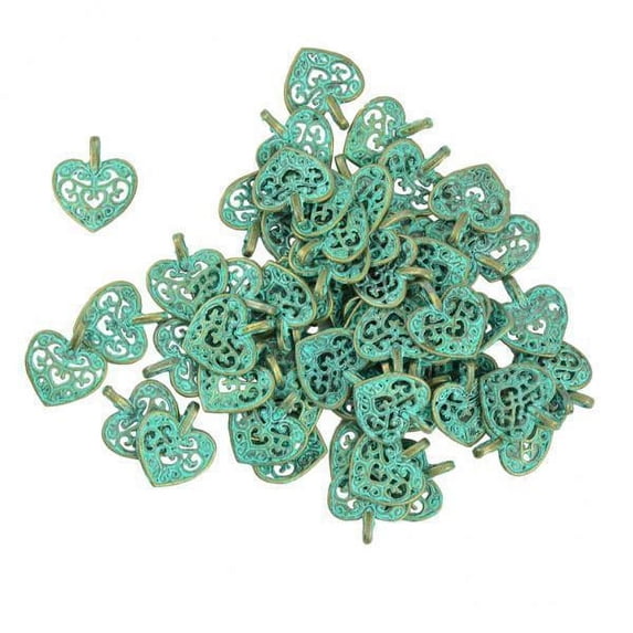 BLESIYA 5x50 Pieces Vintage Patina Filigree Heart Charms Pendants Jewelry DIY Making 5 Pcs