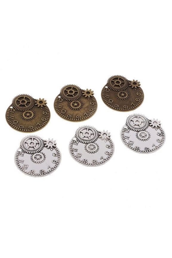 6X 6 Pieces Antique Steampunk Gears Charms Clock Watch Wheel Gear for Crafting