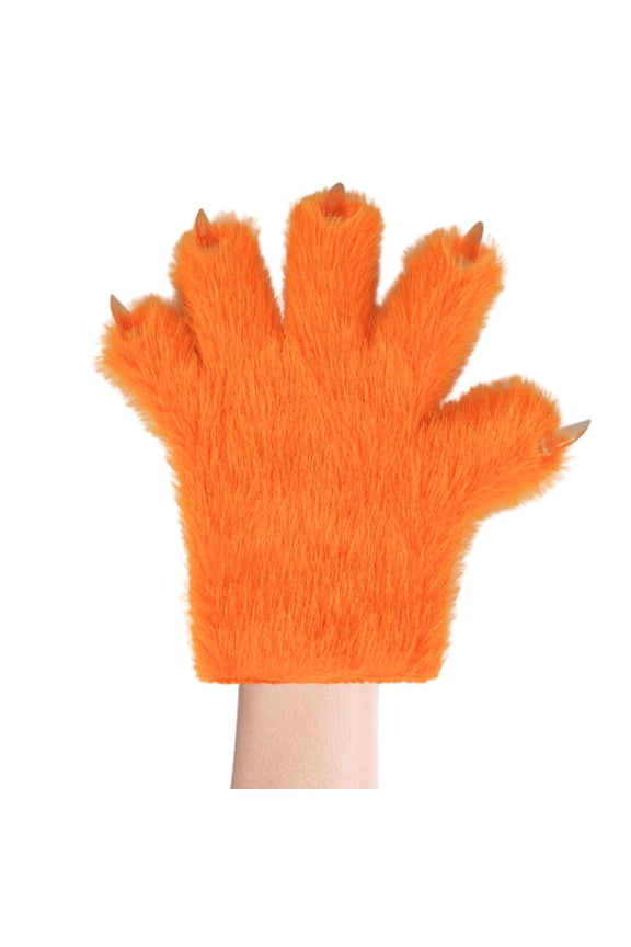 Animal Gloves Adults Men Women Cat Claw Gloves for Party Role Play Halloween Orange