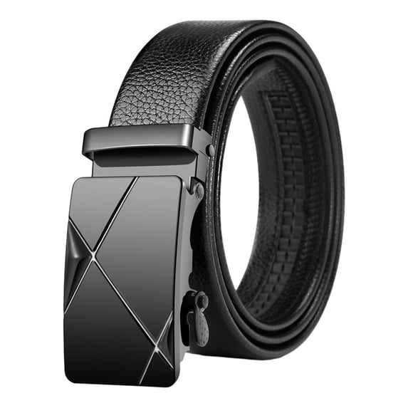 BLESIYA Business Belt Formal Dress Belt PU Leather Black Automatic Buckle Belt for Men's A
