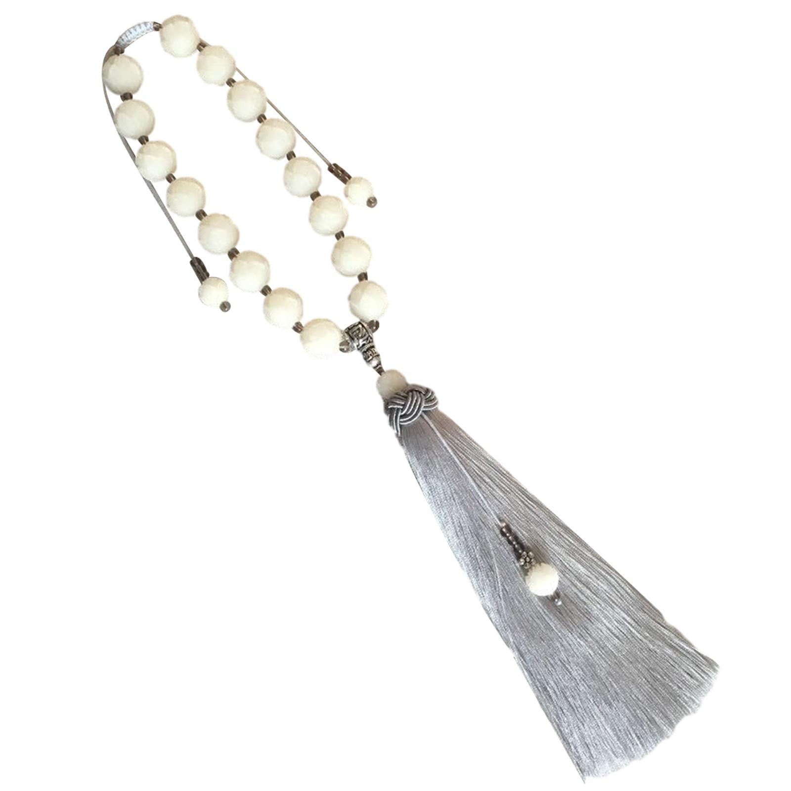 COM1950s Car Hanging Ornament, Antique Crystal Lotus Rearview Mirror Decor With Handwoven Design For Auto Interior 9 8 Inch Vehicle Accessory