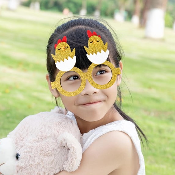BLESIYA Easter Holiday Glasses Easter Decoration Party Supplies Animal Glasses Cartoon red chick