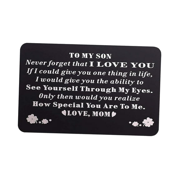 BLESIYA Engraved Wallet Insert Card Gift Greeting Card for Proposal Thanksgiving Day TO MY SON