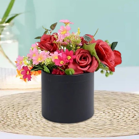 BLESIYA Flower Arrangement Box Empty Bouquet Making Paper Box Round Gift Box Black