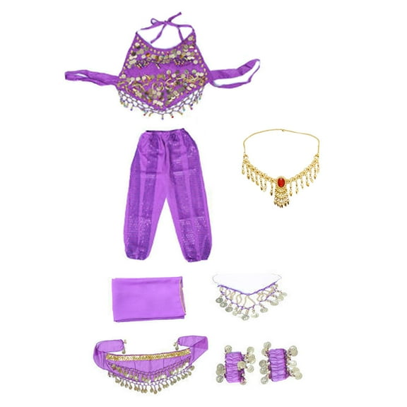 BLESIYA Kids Belly Dance Costumes Set Halloween Costume Set Belly Dance Halter Top Pants