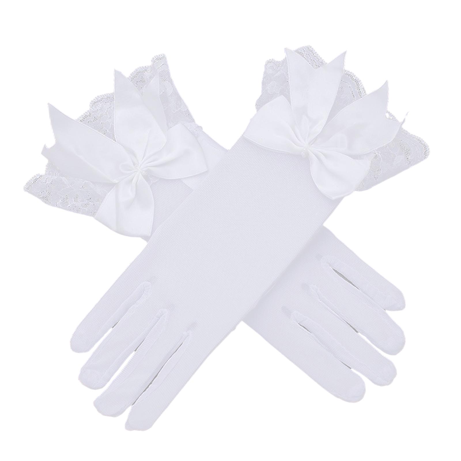 BLESIYA Ladies Lace Gloves Bow Decor Bridal Gloves Elegant Dress Gloves ...