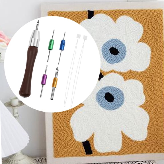 BLESIYA Punch Pin Kit Cross Stitch with 4 Replaceable Heads DIY Crafts Punch Pin Set
