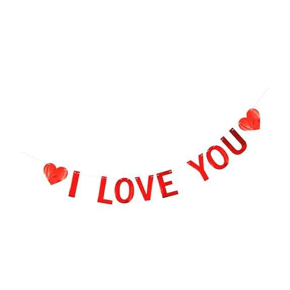 BLESIYA Red Felt Banner Valentines Day Decoration 3 Meters Rope for Engagement Party Style A