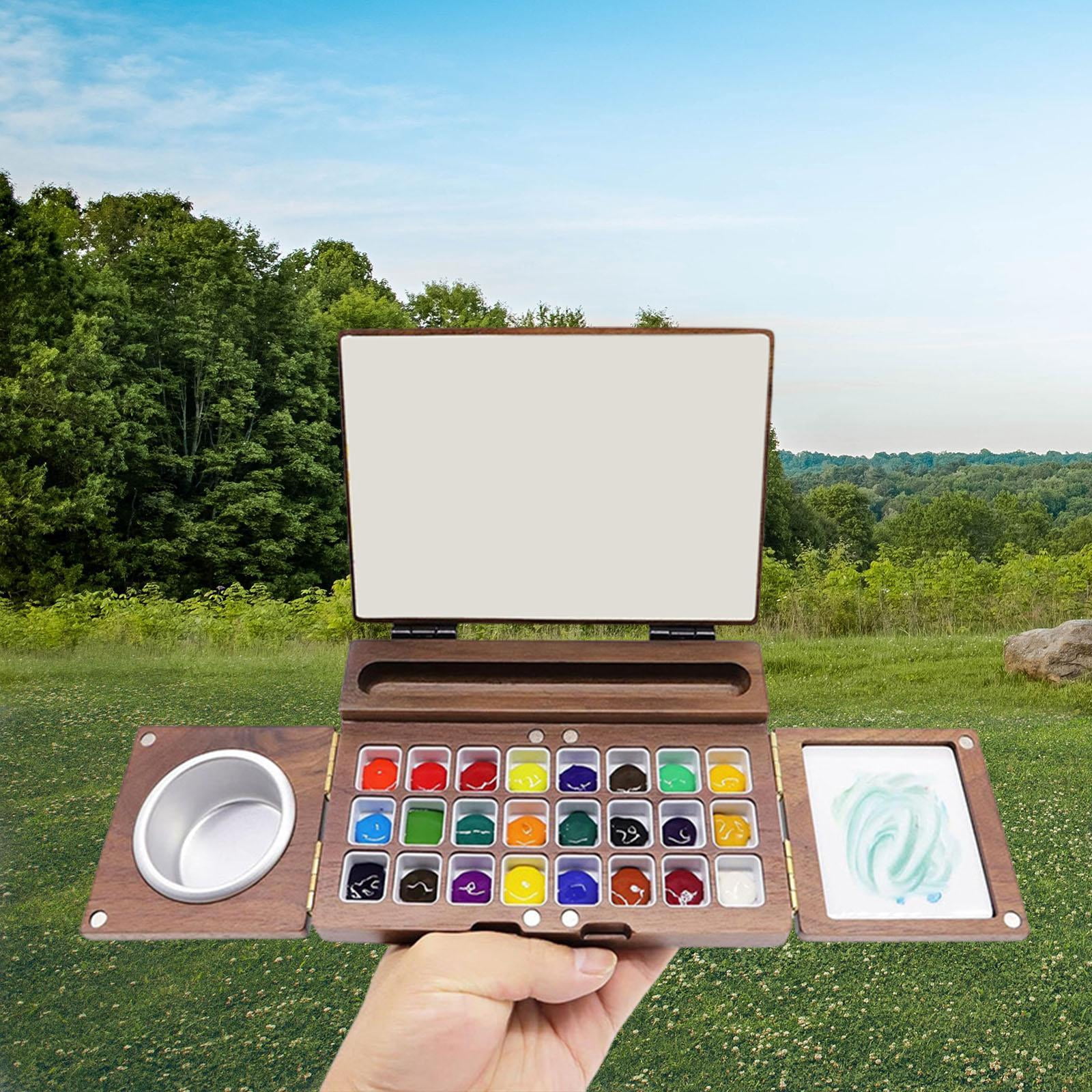 BLESIYA Watercolor Paint Supplies Handmade Portable Travel Empty Palette Box