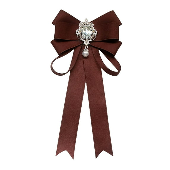 BLESIYA Women Bow Tie Corsage for Girls Women for Shirt Uniform Breastpin Collar Tie Coffee