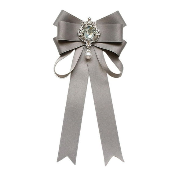 BLESIYA Women Bow Tie Corsage for Girls Women for Shirt Uniform Breastpin Collar Tie Gray