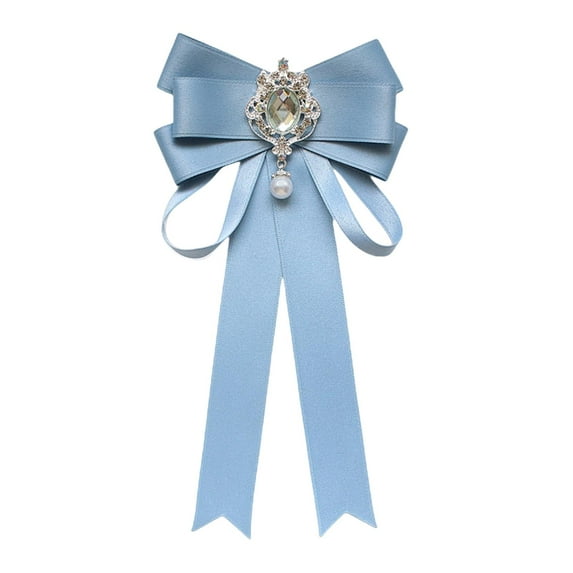 BLESIYA Women Bow Tie Corsage for Girls Women for Shirt Uniform Breastpin Collar Tie Light Blue