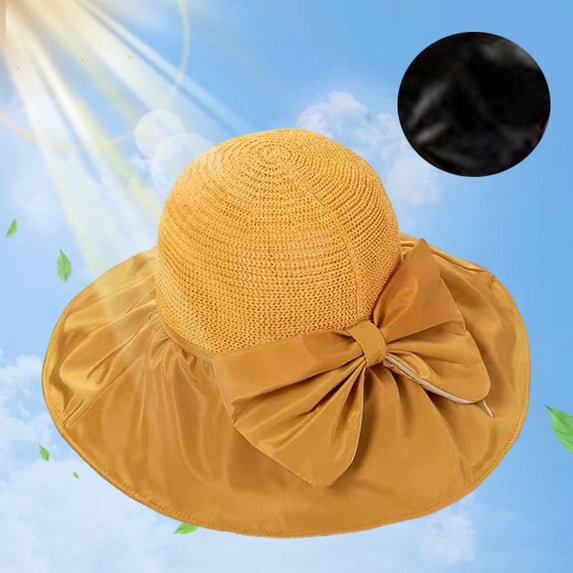 BLESIYA Womens Sun Hat Wide Brim Lightweight Fashion Sun Visor Hat Sunhat Summer Hat Ginger Yellow