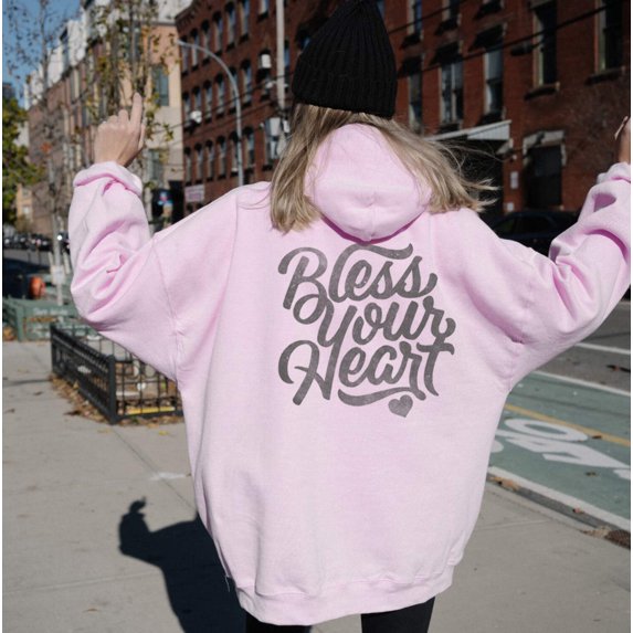 BLESS YOUR HEART Graphic Unisex Fleece Hooded Sweatshirt