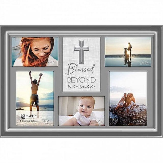 BLESSED BEYOND MEASURE GRAY COLLAGE frame 5 opening 4x6 5x7 photos by