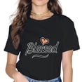thumbnail image 1 of BLESSED Casual Simple Printed Pattern Round Neck T-Shirt Top Short Sleeve, 1 of 3
