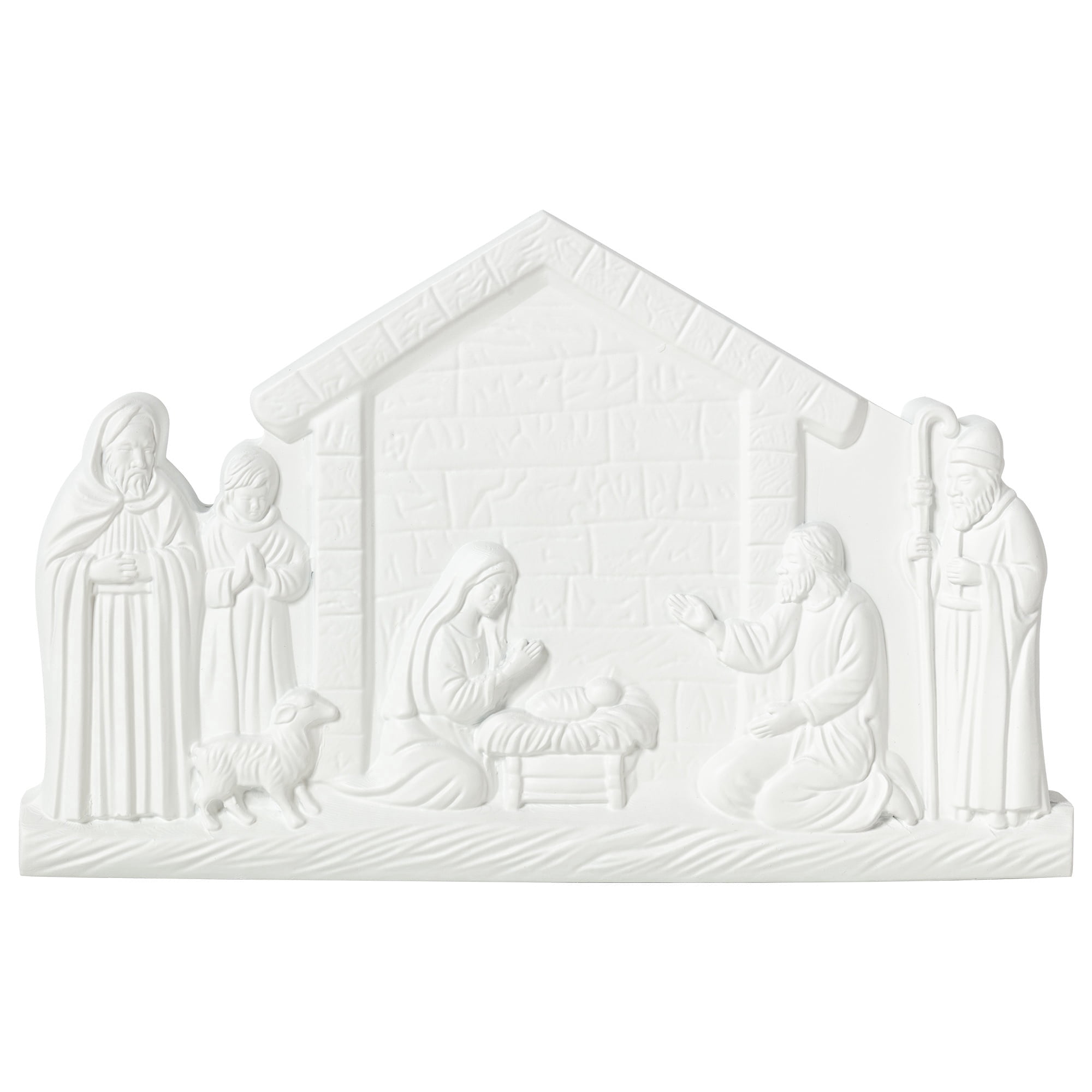 White Nativity Scene Christmas Sculpture Decoration, 7", by Holiday Time