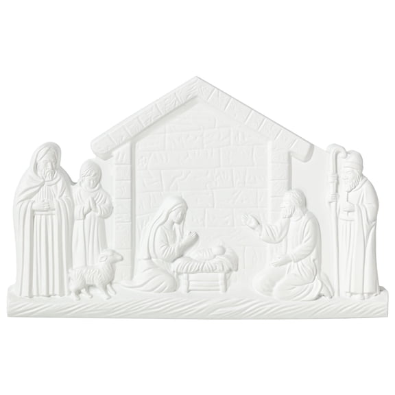 White Nativity Scene Christmas Sculpture Decoration, 7", by Holiday Time