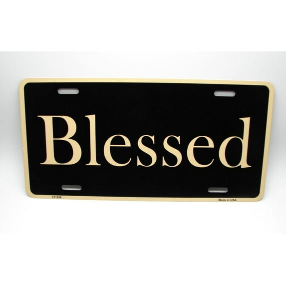 BLESSED METAL CAR LICENSE PLATE TAG. JESUS,CHRISTIAN RELIGIOUS CAR LICENSE PLATE - Aluminum ( 12 inch x 6 inch )