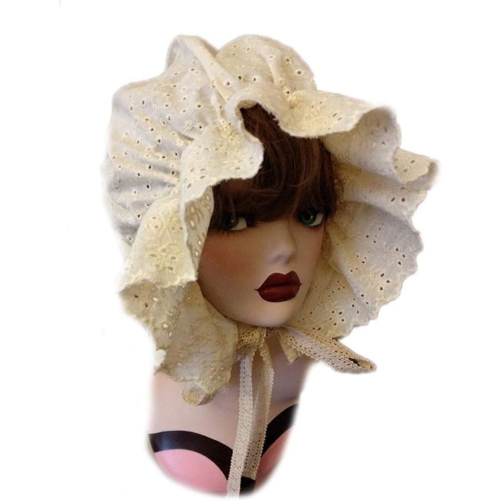 BLESSI Women's Colonial Bonnet Cap Vintage Costume Accessory White ...