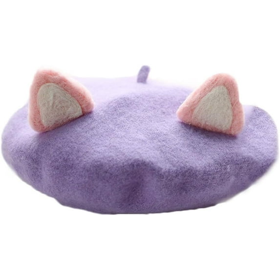 BLESSI Women's Cute Beret Cap Painter Hat Sweet Hat Beanie Lolita Wear Cat Ear Pattern