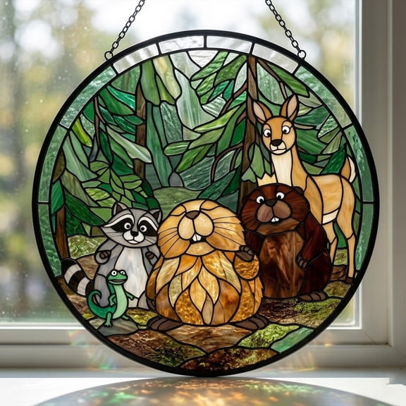 BLESSING DECOR Hoppers Friends Stained Glass Suncatcher, Disney Pixar Movie Hoppers Window Hanging-Birthday Gift For Friends-Disney Tom Lizard Gift For Her 7.9INCH