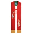 thumbnail image 1 of BLESSUME Clergy Green / Red Reversible Stole Church Pastor Mass Stole with Birds Cross, 1 of 9
