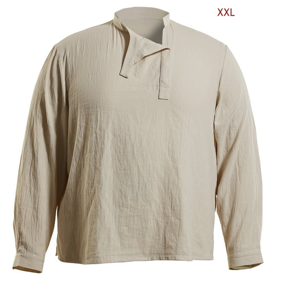 BLESSUME Men Long Sleeve Shirt Waffle Henley Collar Casual Henley T-Shirt Medieval Shirt