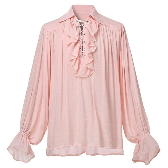 BLESSUME Men Pirate Shirt Renaissance Shirts Victorian Ruffled Medieval Costume Cotton Linen Shirt