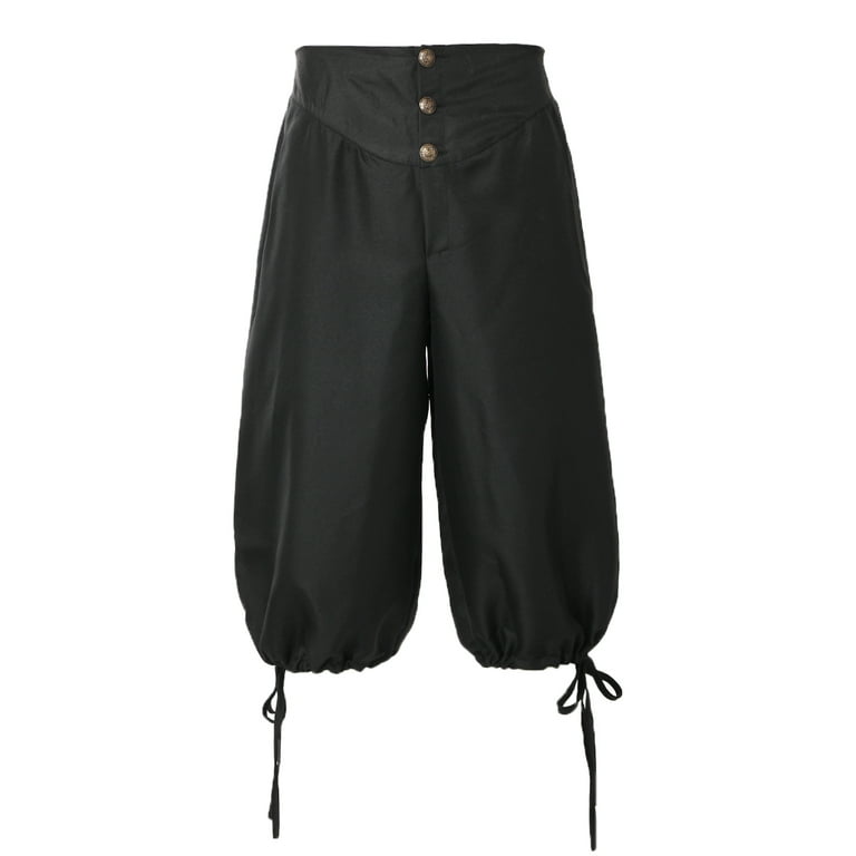 BLESSUME Men's Renaissance Pants Medieval Viking Trousers Pirate Costume  Back Lace Up Shorts 