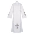 thumbnail image 1 of BLESSUME Unisex Church Robes for Pastors Priest Robe Priest White Jacquard Robe, 1 of 6