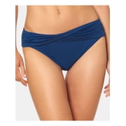 BLEU Womens Navy Sarong Ruched Waistband Hipster Swimsuit Bottom 6