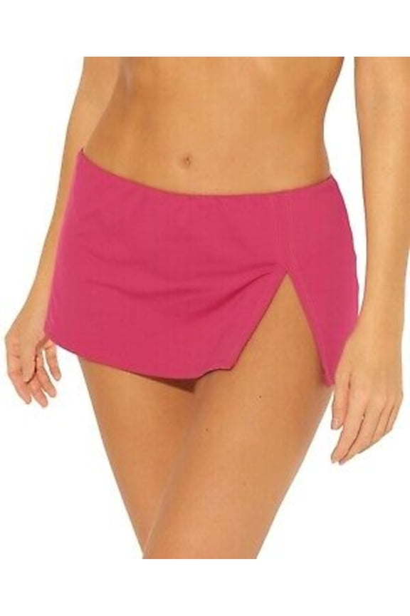 BLEU Women's Pink Stretch Slit Lined Full Coverage Swim Skirt Swimsuit Bottom 14