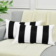 BLEUM CADE 2 Pack Black and White Striped Throw Pillow Covers 12 x 20 inch Outdoor Patio Pillows Cushion Cover Waterproof Pillow Cases for Couch Pillows Sofa