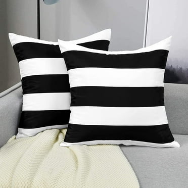 BLEUM CADE 2 Pack Black and White Striped Throw Pillow Covers 18 x 18 inch Outdoor Patio Pillows Cushion Cover Waterproof Pillow Cases for Couch Pillows Sofa