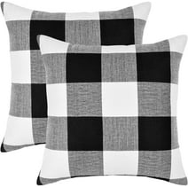 BLEUM CADE 2 Pack Buffalo Plaid Throw Pillow Covers ,Black & White Decorative Pillow Cover for Couch,18x18 inch