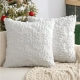 thumbnail image 1 of BLEUM CADE 2 Pack Christmas Throw Pillow Covers 18 x 18 inches,Xmas Decor Snowflake Pillowcases for Couch Sofa,White Plush Cushion Pillow Covers for Christmas Decorations, 1 of 6