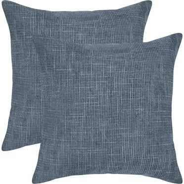 BLEUM CADE 2 Pack Grey Blue Throw Pillow Covers，Farmhouse Cushion Covers，Chenille Decorative Pillow Covers for Couch Bed Chair，18"x18"