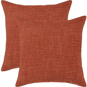 BLEUM CADE 2 Pack Pillow Covers 18 x 18 inches,Chenille Farmhouse Decorative Throw Pillow Covers ,Orange