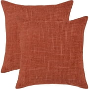 BLEUM CADE 2 Pack Pillow Covers 18 x 18 inches,Chenille Farmhouse Decorative Throw Pillow Covers ,Orange