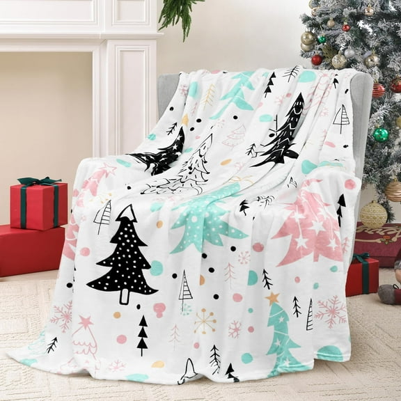 BLEUM CADE Christmas Throw Blanket, Christmas Tree and Snowflake Blankets, Super Soft & Cozy Flannel Blanket for Couch Bed (50" x 60" )