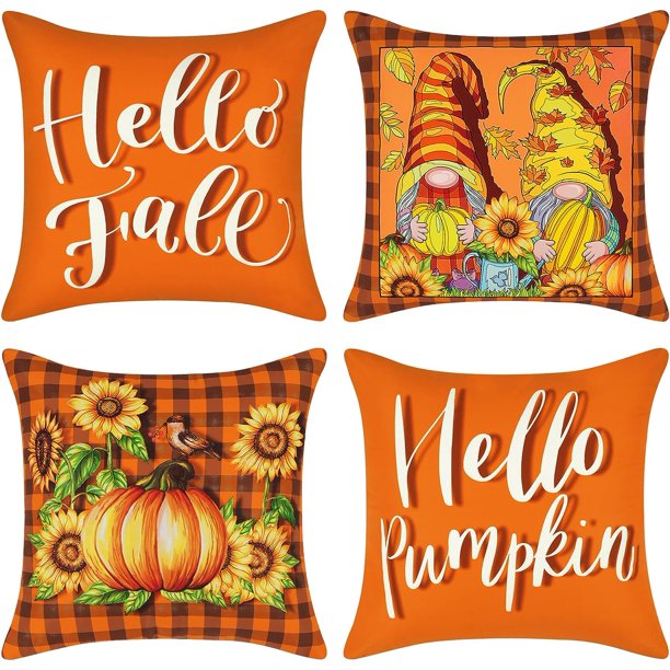 BLEUM CADE Fall Pillow Covers 18 x 18 inch,Farmhouse Sunflower