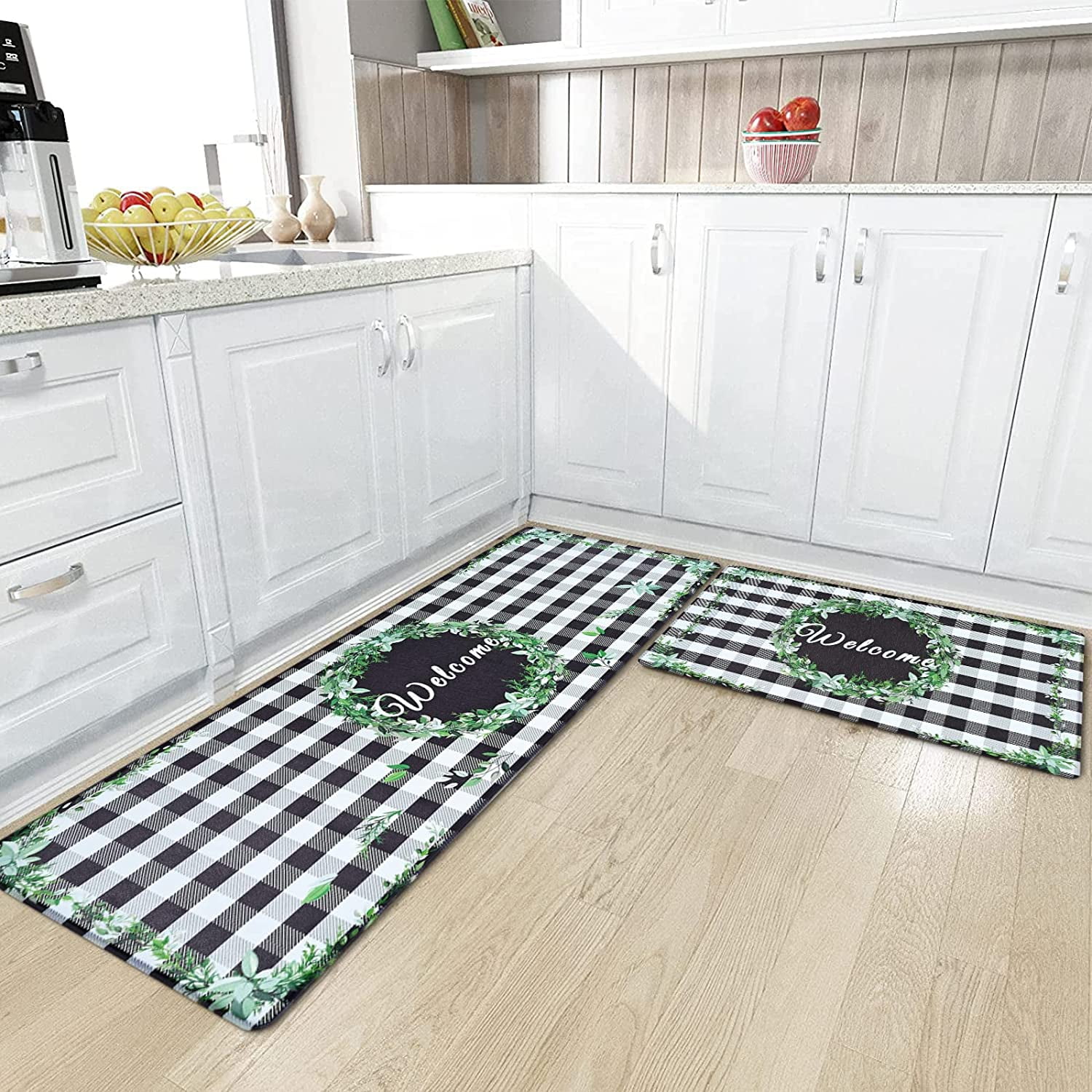 BLEUM CADE Farmhouse Kitchen Rugs Set of 2,Anti Fatigue Mats for