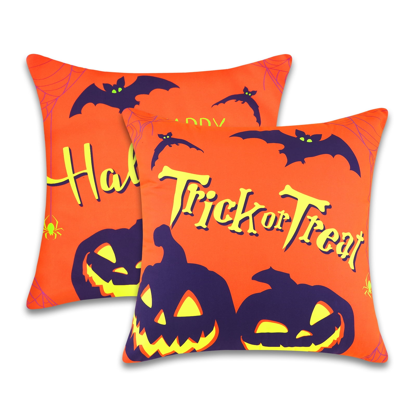 BLEUM CADE Halloween Pillow Covers, Set of 2 Blacklight Bat Fall