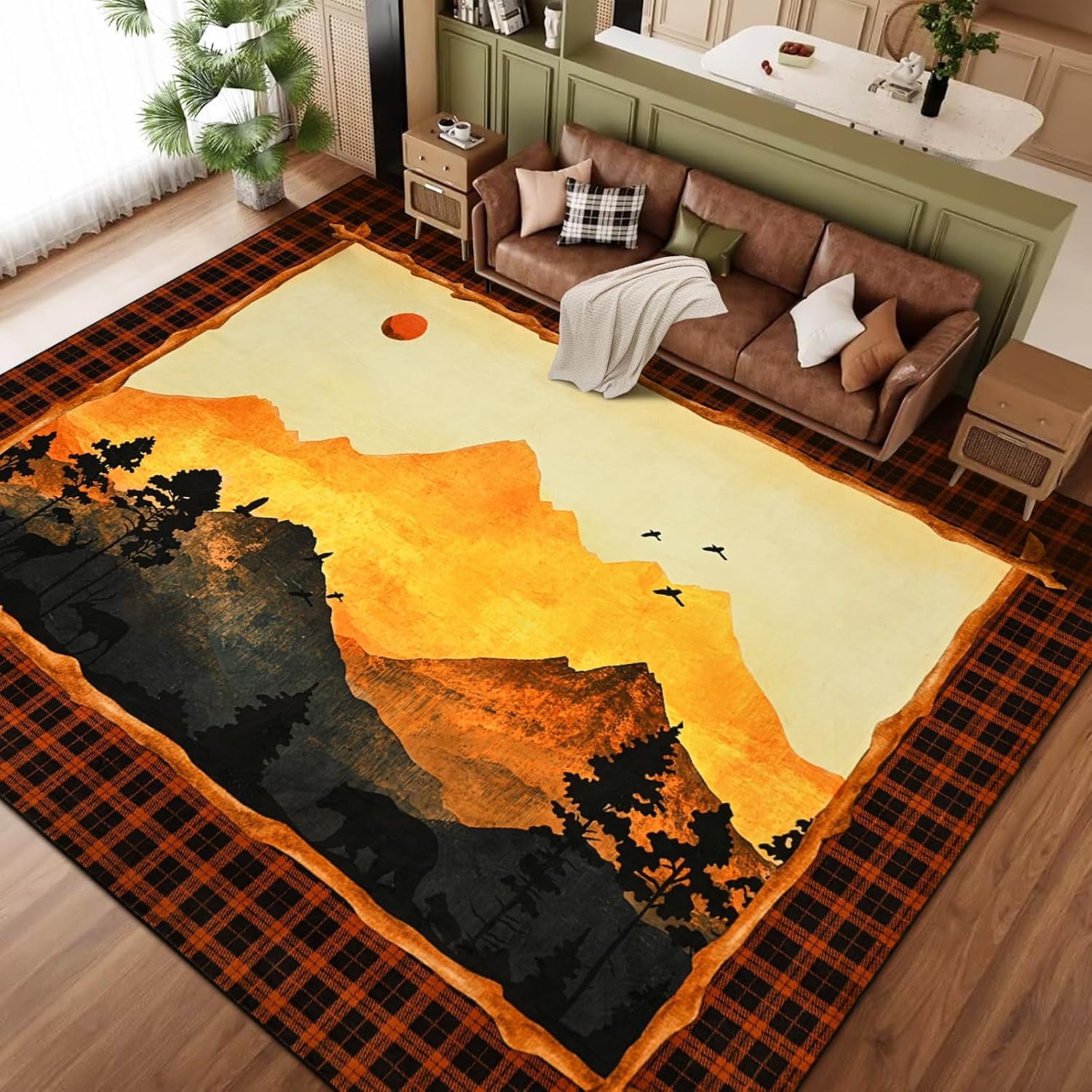 Bleum Cade Rustic Area Rug, 8 x 10 Ft, Farmhouse Wildlife, Machine Made ...