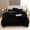 thumbnail image 1 of BLEUM CADE Luxury Fluffy Fuzzy King Bedding Comforter Set,3 Pieces Shaggy Duvet Cover Set,Furry Plush Velvet Comforter Cover with Zip Closure,King,Black, 1 of 6