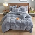 thumbnail image 1 of BLEUM CADE Luxury Fluffy Fuzzy Queen Bedding Comforter Set,4 Pieces Shaggy Duvet Cover Set,Furry Plush Velvet Comforter Cover with Zip Closure,Queen,Light Grey, 1 of 7