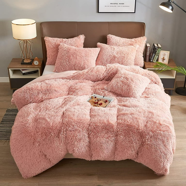 Fluffy pink comforter set discount