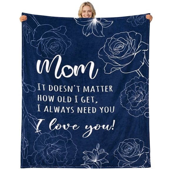 Bleum Cade Gifts for Mom Mothers Day,Mom Birthday Gifts Blanket, Moms Gift for Women from Daughter Son,Soft Flannel Throw Blankets, Navy,50"x60"